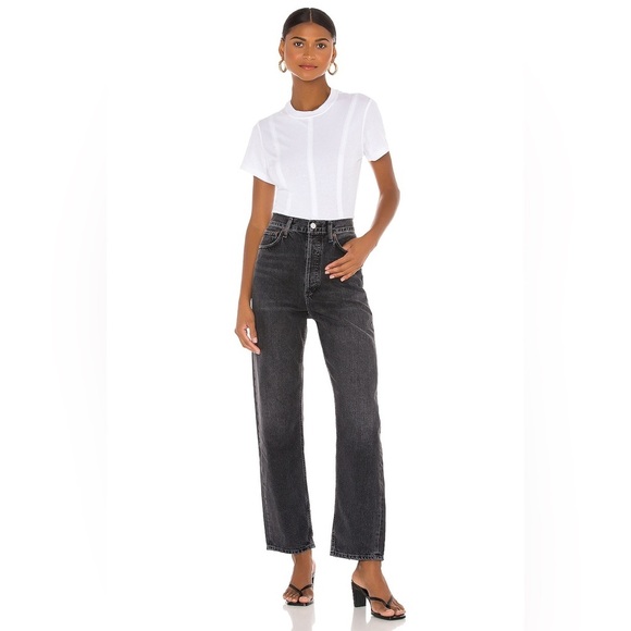 AGOLDE 90's Mid Rise Loose Fit Jeans in Photogram Size 24 Black Wash - Picture 12 of 12
